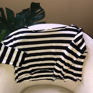 Black and white striped crop top